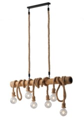 Rope Design Bar Pendant, Wood, E27