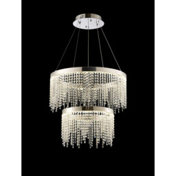 Bano Round 2 Tier Dimmable Pendant 47W LED, 4000K, 4700lm, Polished Chrome / Crystal Chain, 3yrs Warranty - thumbnail 2