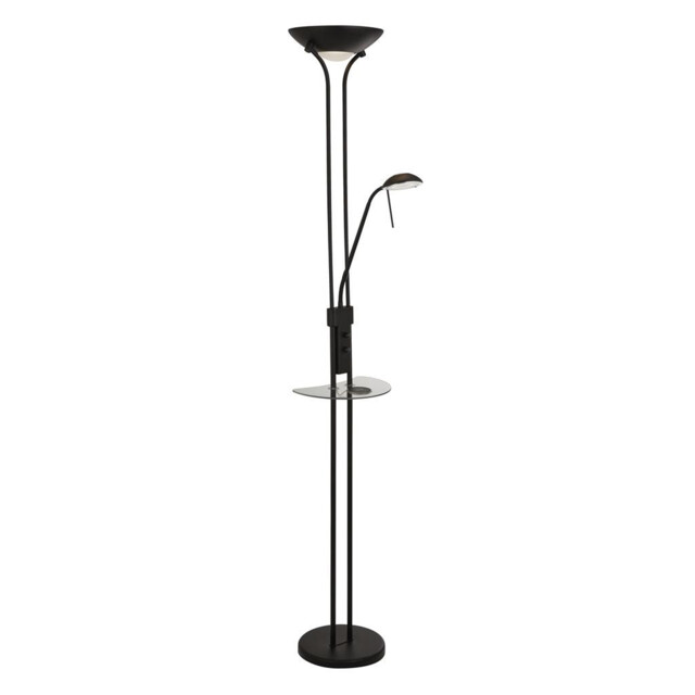 LED Mother And Child Floor Lamp, Usb And Wireless Charging, Matt Black 3000K - image 1