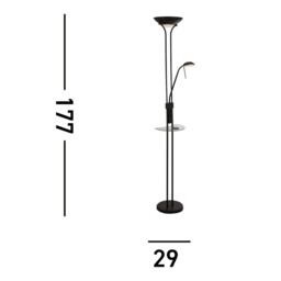 LED Mother And Child Floor Lamp, Usb And Wireless Charging, Matt Black 3000K - thumbnail 3