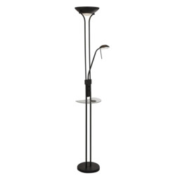 LED Mother And Child Floor Lamp, Usb And Wireless Charging, Matt Black 3000K