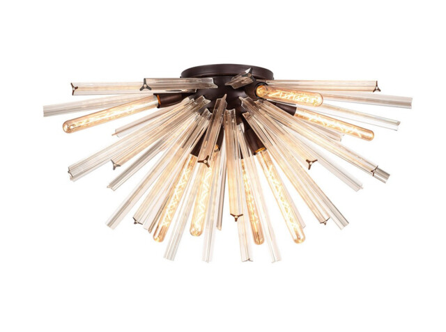 Hornby 8 Light E27, Semi Flush Brown Oxide , Champagne Gold Glass - image 1
