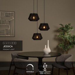Jessica Pendant light 35.5cm 3xE27 - Black - Special Offer - thumbnail 2