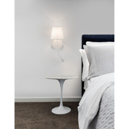 Nia Reading Light White Metal White Fabric Shade Switched LED 3W 3000K 180Lm LED E14 - thumbnail 2