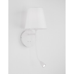 Nia Reading Light White Metal White Fabric Shade Switched LED 3W 3000K 180Lm LED E14 - thumbnail 3