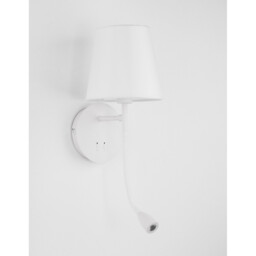 Nia Reading Light White Metal White Fabric Shade Switched LED 3W 3000K 180Lm LED E14 - thumbnail 5