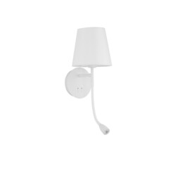 Nia Reading Light White Metal White Fabric Shade Switched LED 3W 3000K 180Lm LED E14