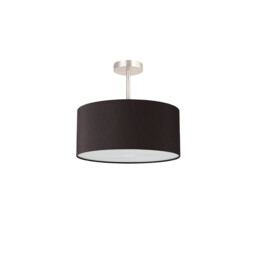 Baymont Satin Nickel 3 Light E27 Semi Flush With 40cm x 18cm Faux Silk Shade, Black/White Laminate - thumbnail 5