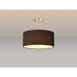 Baymont Satin Nickel 3 Light E27 Semi Flush With 40cm x 18cm Faux Silk Shade, Black/White Laminate - thumbnail 2