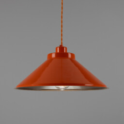 Rio Coloured Dome Pendant Light, Antique Brass, Orange