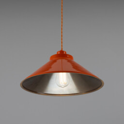 Rio Coloured Dome Pendant Light, Antique Brass, Orange - thumbnail 2