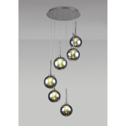Baldwin 44cm Round Pendant 2.5m, 6 x G9, Polished Chrome/Chrome/Frosted Type G Shade - thumbnail 3