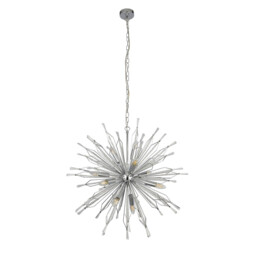 Starburst 10 Light Chrome Pendant, Clear Glass Bead Detail - thumbnail 2
