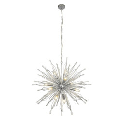 Starburst 10 Light Chrome Pendant, Clear Glass Bead Detail - thumbnail 1