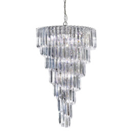 Sigma 9 Light Chandelier Chrome Finish with Acrylic Crystals, E14