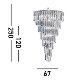 Sigma 9 Light Chandelier Chrome Finish with Acrylic Crystals, E14 - thumbnail 3
