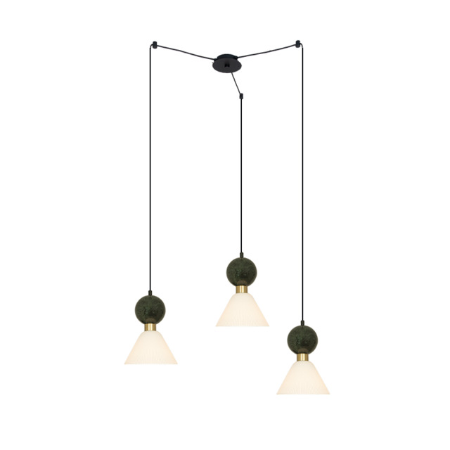 Galara Cone Cluster Pendant Ceiling Light Sandy Black-Brass-Green Marble 3XE14 - image 1