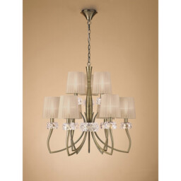 Loewe 2 Tier Pendant 6+3 Light E14, Antique Brass With Soft Bronze Shades - thumbnail 2