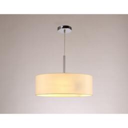 Baymont Polished Chrome 3 Light E27 Single Pendant, With 45cm x 15cm Faux Silk Shade, Ivory Pearl/White Laminate - thumbnail 2
