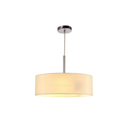 Baymont Polished Chrome 3 Light E27 Single Pendant, With 45cm x 15cm Faux Silk Shade, Ivory Pearl/White Laminate - thumbnail 5