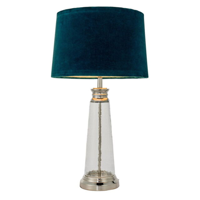 Winslet 1 Light Table Light Clear Hammered Glass & Teal Velvet, E27 - image 1
