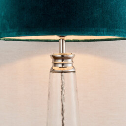 Winslet 1 Light Table Light Clear Hammered Glass & Teal Velvet, E27 - thumbnail 5