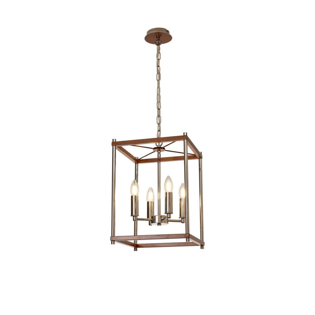 Catskill Ceiling Pendant, 4 Light E14, Walnut, Polished Nickel - image 1