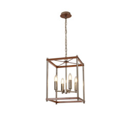Catskill Ceiling Pendant, 4 Light E14, Walnut, Polished Nickel - thumbnail 1