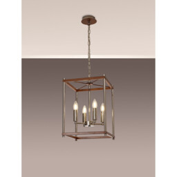 Catskill Ceiling Pendant, 4 Light E14, Walnut, Polished Nickel - thumbnail 3