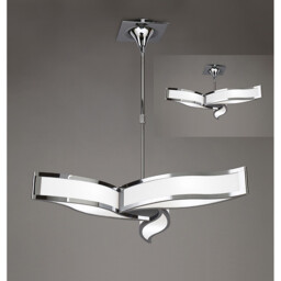 Sintesys Telescopic Convertible To Semi Flush E27 3 Light E27, Polished Chrome/White Acrylic, CFL Lamps INCLUDED - thumbnail 2