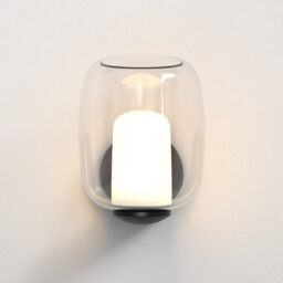 Aquina Bathroom Wall Light Matt Black with Glass Shade - thumbnail 3