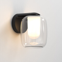Aquina Bathroom Wall Light Matt Black with Glass Shade - thumbnail 2