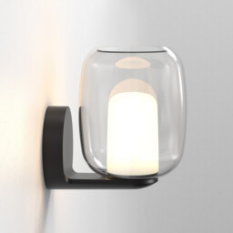 Aquina Bathroom Wall Light Matt Black with Glass Shade - thumbnail 5