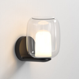 Aquina Bathroom Wall Light Matt Black with Glass Shade