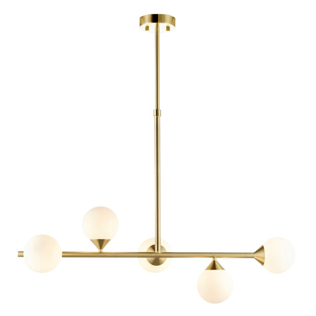 Grosseto Batten Satin Brass Plate, Gloss White Glass - image 1