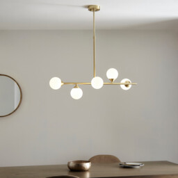 Grosseto Batten Satin Brass Plate, Gloss White Glass - thumbnail 3