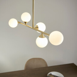 Grosseto Batten Satin Brass Plate, Gloss White Glass - thumbnail 5