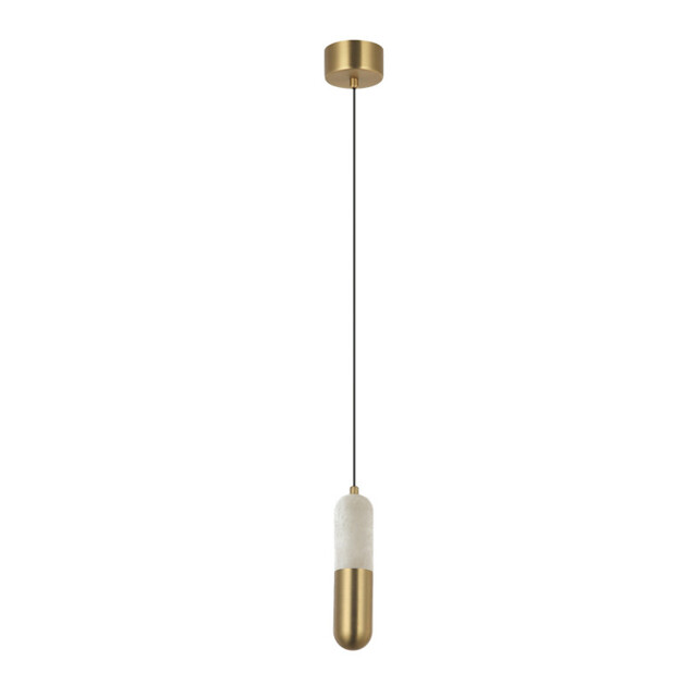 Liora 5cm Slim Pendant Ceiling Light Brass-Natural Alabaster LED 3000K Dimmable - image 1