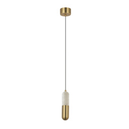 Liora 5cm Slim Pendant Ceiling Light Brass-Natural Alabaster LED 3000K Dimmable - thumbnail 1