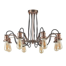 Oliva 8 Light Chandelier Copper, Black Finish, E27 - thumbnail 2