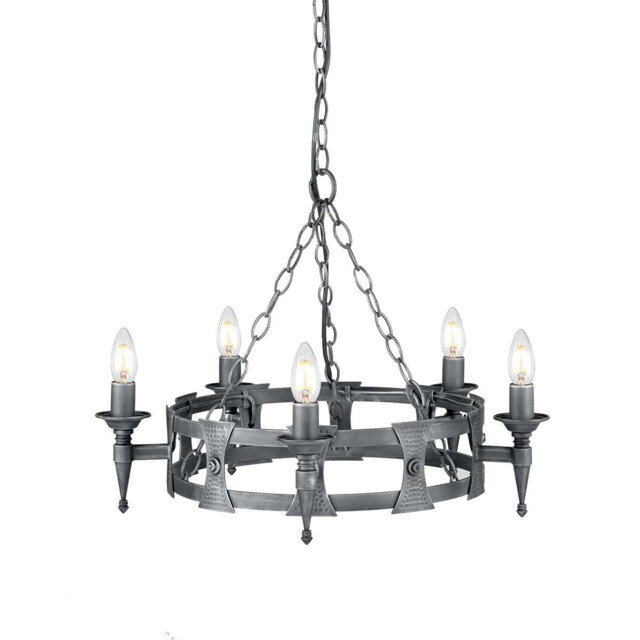 Saxon 5 Light Chandelier Black, Silver Finish, E14 - image 1
