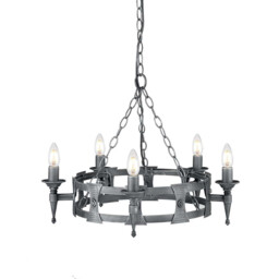 Saxon 5 Light Chandelier Black, Silver Finish, E14 - thumbnail 1