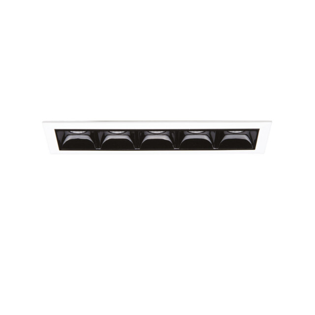 Lika Rectangle 5 Light Recessed Downlight Black 146cm 4000K