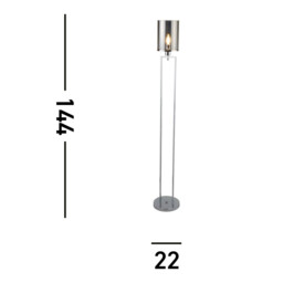 Catalina 1 Light Floor Lamp Chrome, Smokey with Smoked Glass Shade, E27 - thumbnail 5