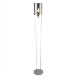 Catalina 1 Light Floor Lamp Chrome, Smokey with Smoked Glass Shade, E27