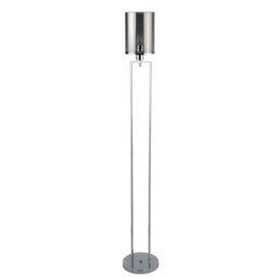 Catalina 1 Light Floor Lamp Chrome, Smokey with Smoked Glass Shade, E27 - thumbnail 3