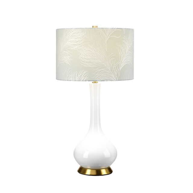 Milo Table Lamp with Round Shade, Aged Brass, White, Blue - image 1
