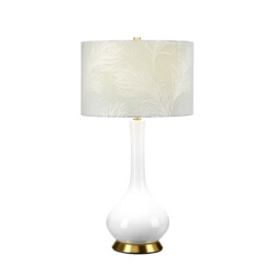 Milo Table Lamp with Round Shade, Aged Brass, White, Blue - thumbnail 1