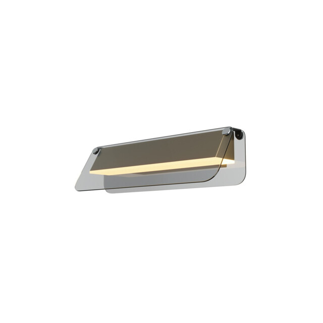 Flat Modern 30cm Integrated LED Wall Lamp Black And Brass 3000K 730lm Grey Shade - image 1