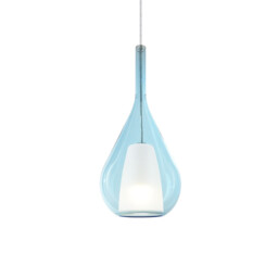 Kalique Ill 18cm Teardrop Dome Pendant Ceiling Light Sky Blue 1x E27